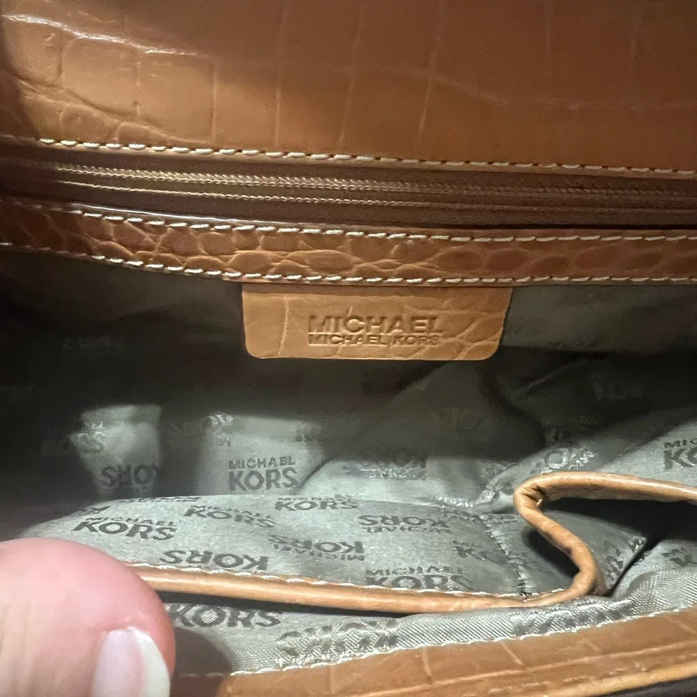Michael Kors Tan Crocodile-Embossed Clutch‎